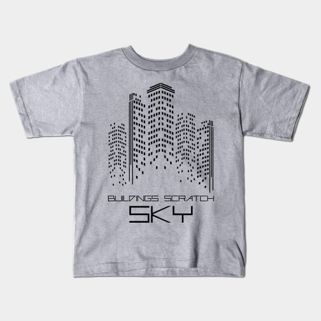 Buildings scratch sky Kids T-Shirt by Rafael Franklin